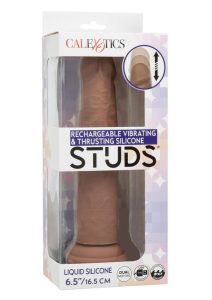 Rechargeable Vibrating and Thrusting Silicone Studs - Caramel