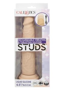 Rechargeable Vibrating and Thrusting Silicone Studs - Vanilla