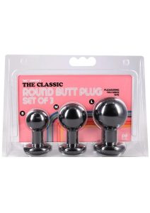 Classic Round Butt Plug Set (3 Piece) - Black