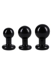 Classic Round Butt Plug Set (3 Piece) - Black
