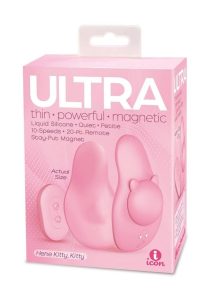 Ultra Here Kitty Kitty Rechargeable Silicone Panty Vibe with Remote Control - Pink