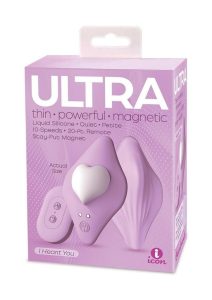 Ultra I Heart You Rechargeable Silicone Panty Vibe with Remote Control - Purple