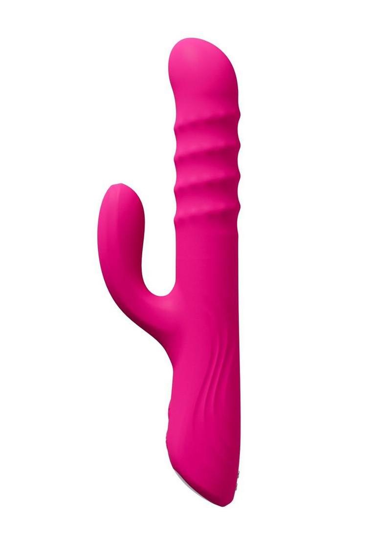 Velvo Rotating Vibrating 3-in-1 Rechargeable Bluetooth App Compatible Rabbit Vibrator - Pink - Image 4
