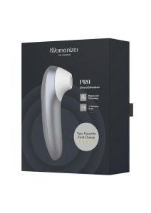 Womanizer Pleasure Air Pro Rechargeable Silicone Air Pulse Clitoral Vibrator - Silver Grey
