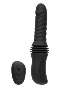 Overdrive Rechargeable Silicone Sex Machine Waterproof Thruster with Remote Control - Black