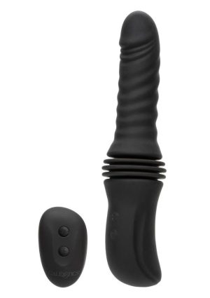 Overdrive Rechargeable Silicone Sex Machine Waterproof Thruster with Remote Control - Black
