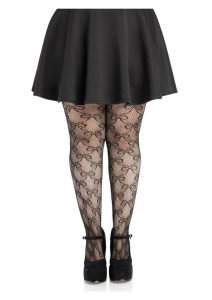 Leg Avenue Bow Net Tights - 1X/2X - Black