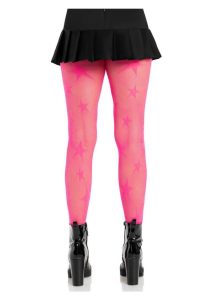 Leg Avenue Star Net Tights - O/S - Neon Pink