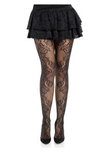 Leg Avenue Fleurine Eyelet Lace Tights  - O/S - Black