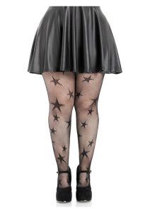 Leg Avenue Star Net Tights - 1X/2X - Black