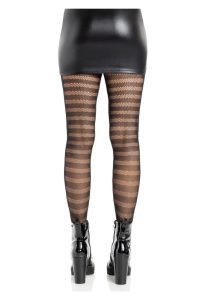 Leg Avenue Horizontal Striped Net Tights - O/S - Black