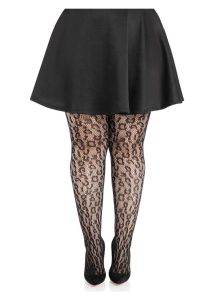 Leg Avenue Leopard Net Tights - 1X/2X - Black