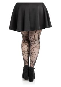 Leg Avenue Spiderweb Net Tights  - 1X/2X - Black