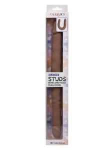 Silicone Studs Bend and Hold Dual Dildo 16 - Chocolate