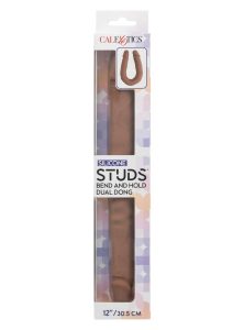 Silicone Studs Bend and Hold Dual Dildo 12 - Chocolate
