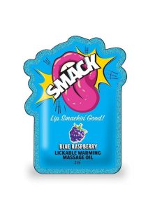 SMACK Warming and Lickable Massage Oil 3ML Pouch (Case of 48) - Blue Raspberry