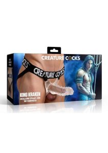 Creature Cocks King Kraken Hollow Strap-On with Harness - Clear/Black