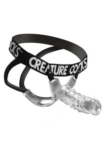 Creature Cocks King Kraken Hollow Strap-On with Harness - Clear/Black