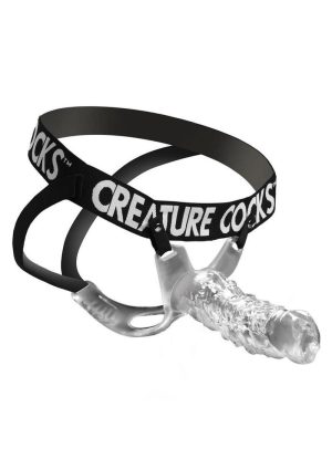 Creature Cocks King Kraken Hollow Strap-On with Harness - Clear/Black