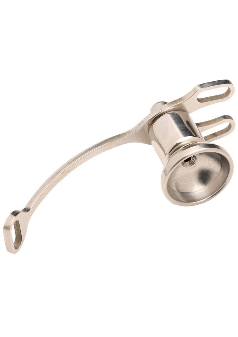 Master Series Sissy Vice Push-In Chastity Cage - Silver/Black