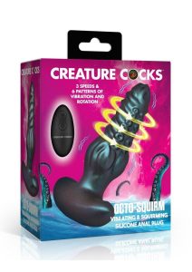 Creature Cocks Octo-Squirm Vibrating and Squirming Rechargeable Silicone Anal Plug with Remote Control - Blue