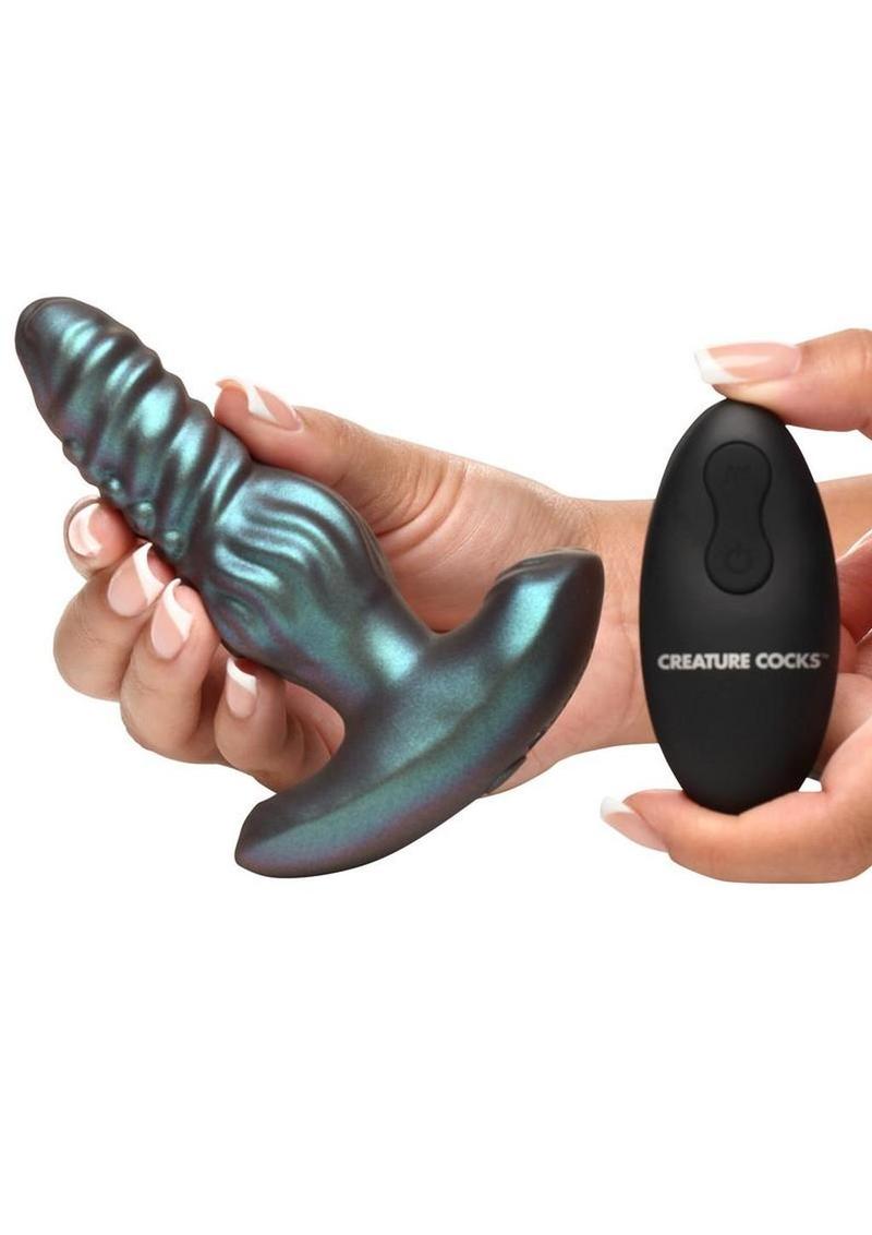 Creature Cocks Octo-Squirm Vibrating and Squirming Rechargeable Silicone Anal Plug with Remote Control - Blue - Image 3