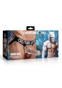 Creature Cock Snow Wolf Hollow Strap-On with Harness - Clear/Black