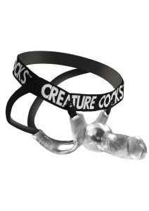 Creature Cock Snow Wolf Hollow Strap-On with Harness - Clear/Black