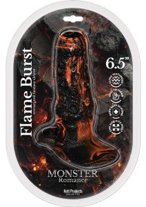 Monster Romance Flame Burst Silicone Penis Sleeve - Black/Orange