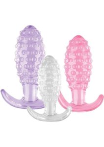 Wet Dreams Crystal Ballers Silicone Anal Plugs (3 Piece) - Assorted Colors