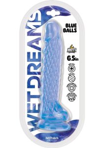 Wet Dreams Blue Balls Silicone Dildo 6.5in - Blue