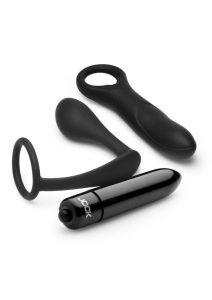 Jock P-Spotter Rechargeable Silicone Prostate Vibrator Set - Black