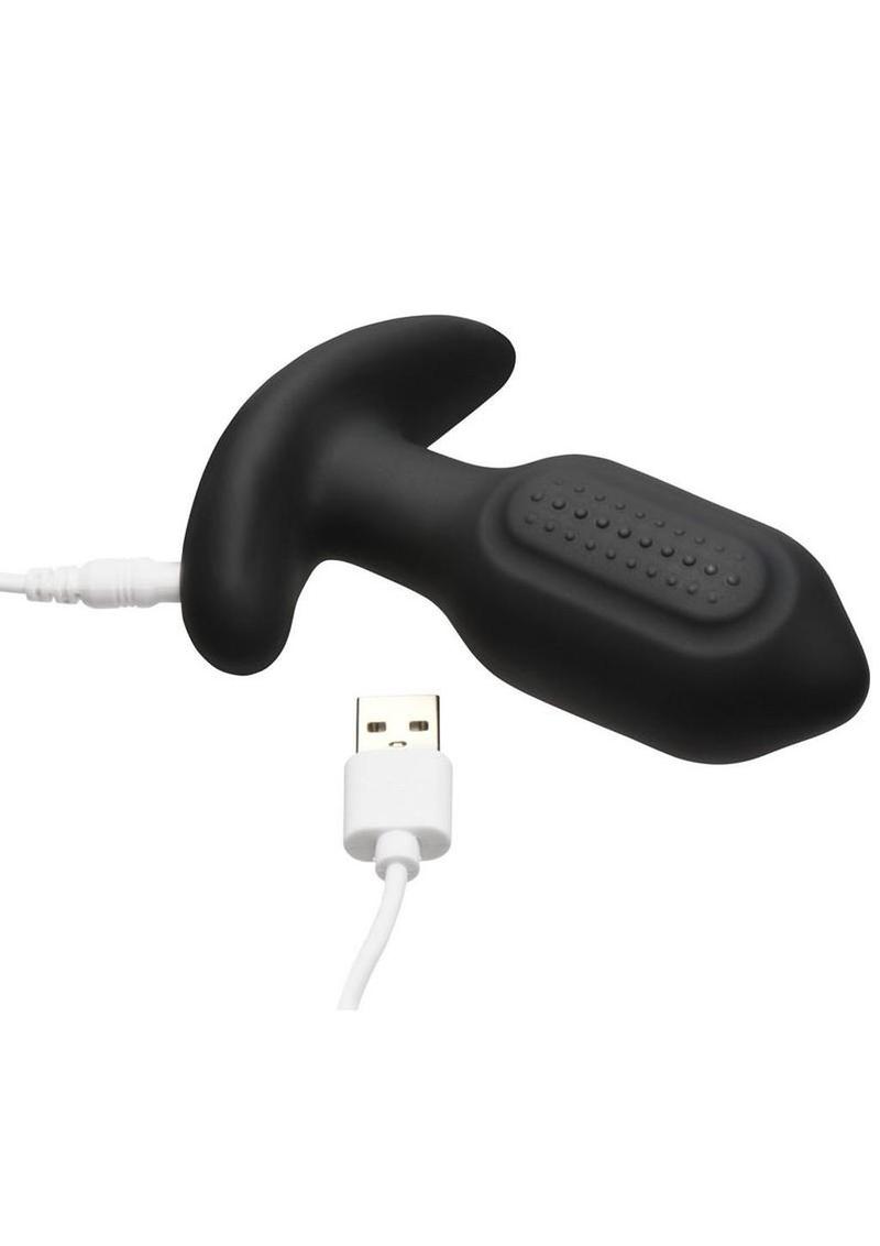 Bang! Bumpy Vibrating Rechargeable Silicone Butt Plug - Black - Image 3