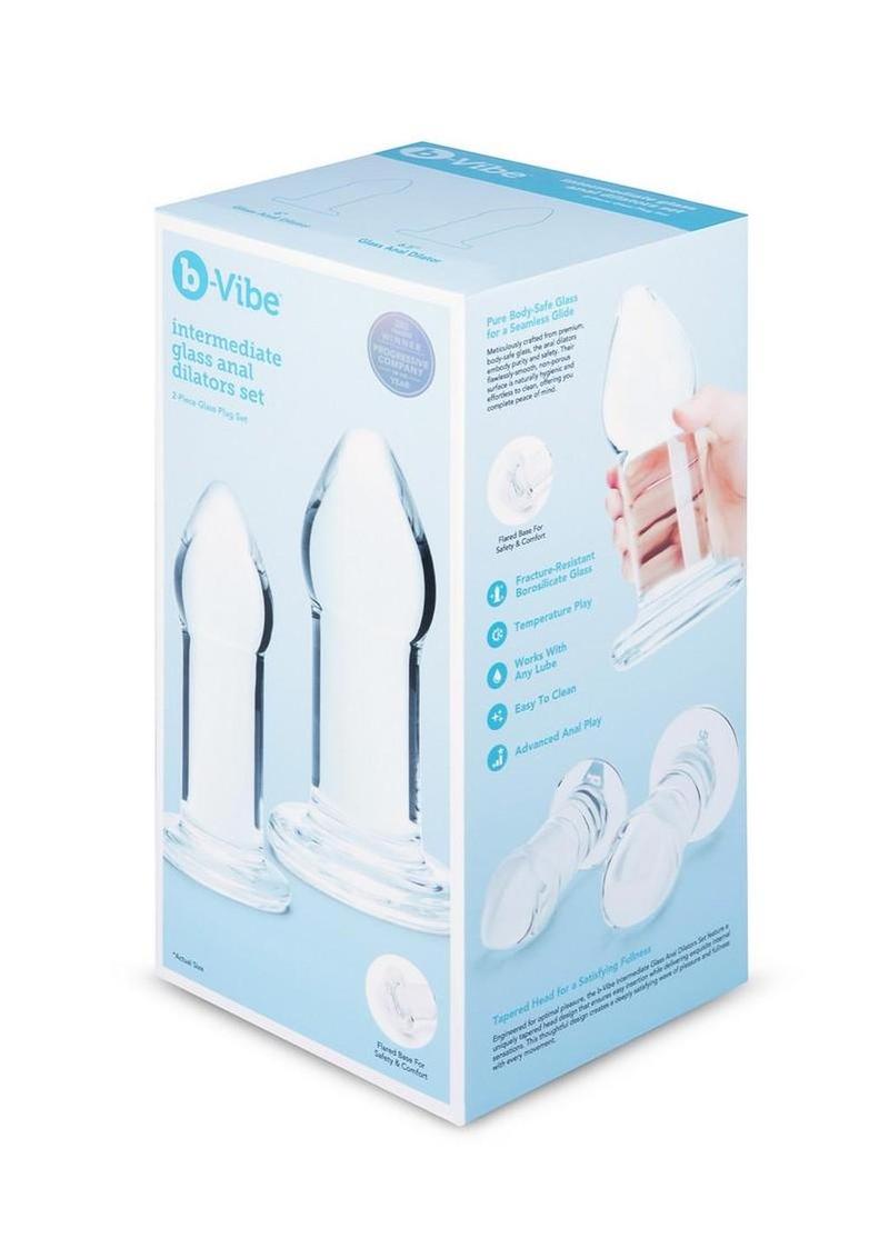 B-Vibe Intermediate Glass Anal Dilators Set (2 Piece) - Clear