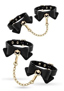 Temptasia Ardor Silicone Wrist and Ankle Restraints with Bow - Black