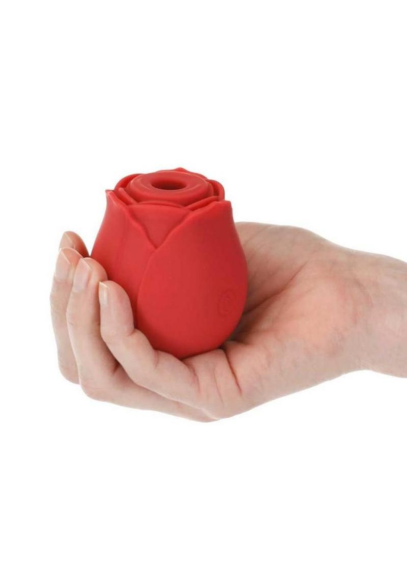 M`Lady Rose Silicone Rechargeable Clitoral Suction Stimulator - Red - Image 3