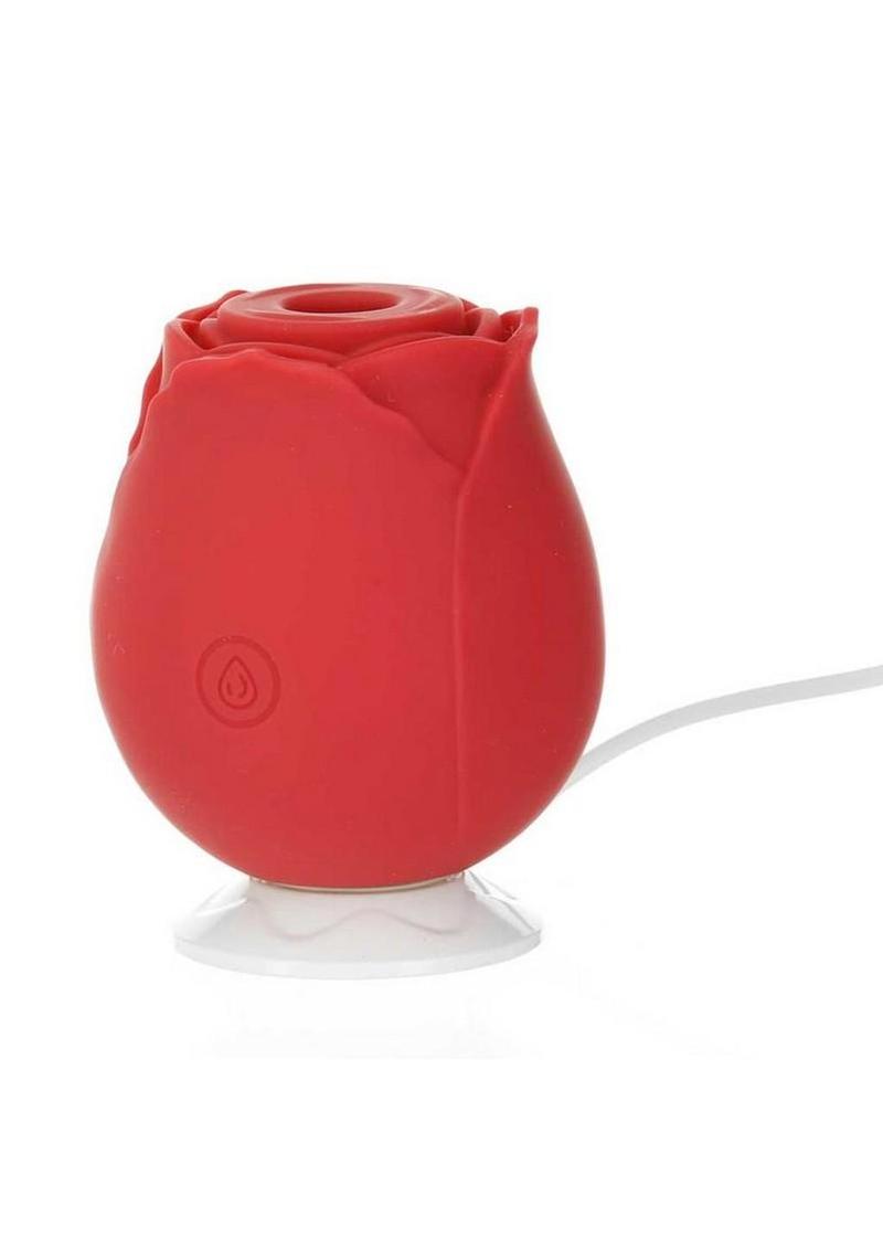 M`Lady Rose Silicone Rechargeable Clitoral Suction Stimulator - Red - Image 4