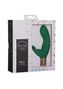 Pillow Talk Secrets Sinful Rechargeable Silicone Dual Vibrating Wand - Green