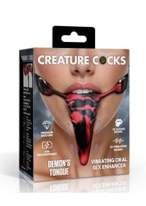 Creature Cocks Demon`s Tongue Vibrating Rechargeable Silicone Oral Enhancer with Harness - Red/Black