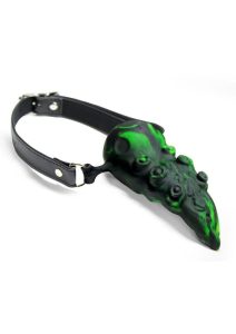 Creature Cocks Dragon`s Lick Vibrating Rechargeable Silicone Oral Enhancer with Harness - Green/Black
