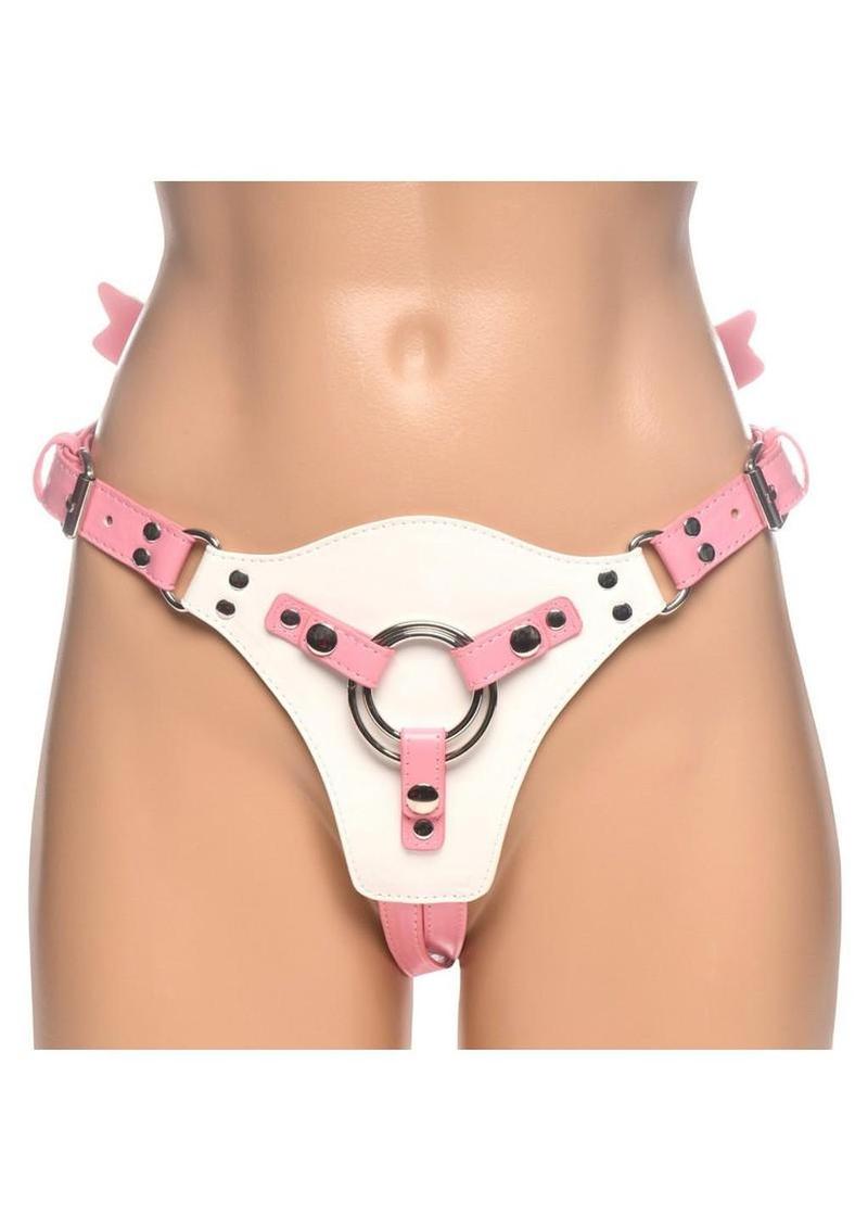 Creature Cocks Solyra Adjustable Strap-On Harness - White/Pink - Image 3