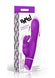 Bang! Thrusting Rechargeable Silicone Rabbit Vibrator - Purple