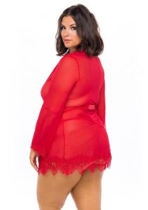 Oh La La Provence Short Sheer Robe 3X/4X - Red