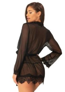 Oh La La Provence Short Sheer Robe Small/Medium - Black