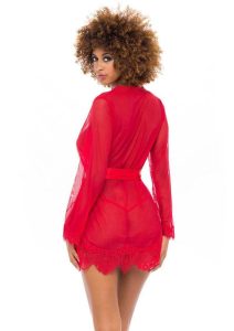Oh La La Provence Short Sheer Robe Large/XLarge - Red