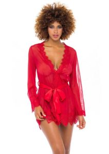 Oh La La Provence Short Sheer Robe Small/Medium - Red