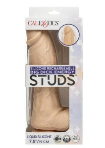 Silicone Stud Big Dick Energy Rechargeable Silicone Vibrating Dildo - Vanilla