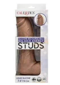 Silicone Stud Big Dick Energy Rechargeable Silicone Vibrating Dildo - Chocolate