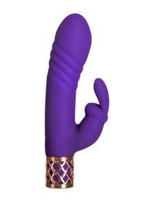 Pillow Talk Secrets Sensual Rechargeable Silicone Dual Thrusting Rabbit Wand - Purple/ Rose Gold