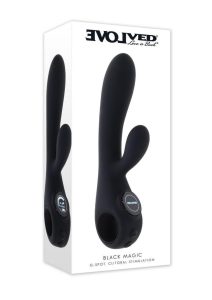Black Magic Rechargeable Silicone Rabbit Vibrator - Black